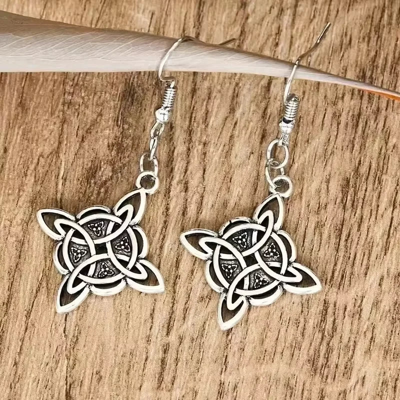 Vintage Witch Knot Earrings Celtic Pagan Wicca Symbol Jewelry for Women