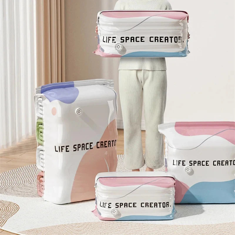 Large Capacity Vacuum Storage Bags for Clothes & Blankets - Space Saver Compression Set