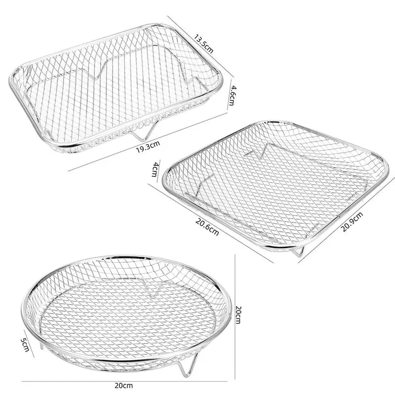 Stainless Steel Air Fryer Rack - Non-Stick Grill Basket for Airfryer, Durable Kitchen Accessory