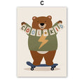 Nursery Wall Art Canvas Prints - Cartoon Animals for Kids Room Decor
