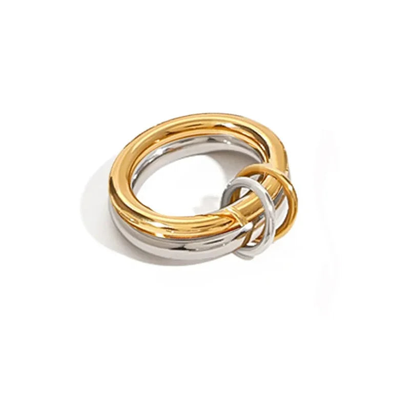 Unique Geometric Stainless Steel Ring for Women - Waterproof Fashion Jewelry