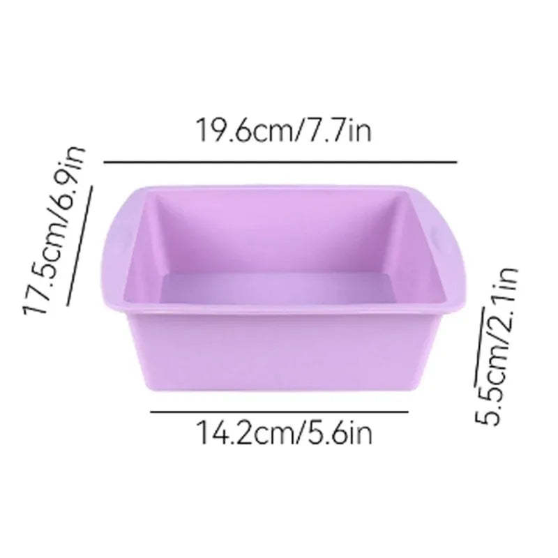 1/4Pcs Silicone Square Cake Plate Non-Stick Brownie Pan with Anti-Slip Handle