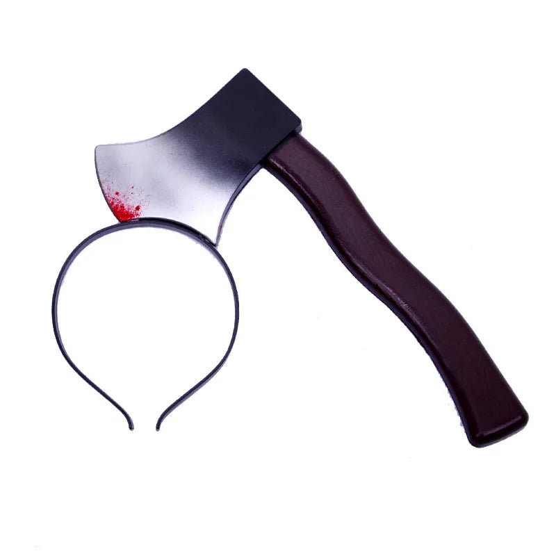 Halloween Horror Fake Blood Prop Knife Ax Saws Headband Party Decoration