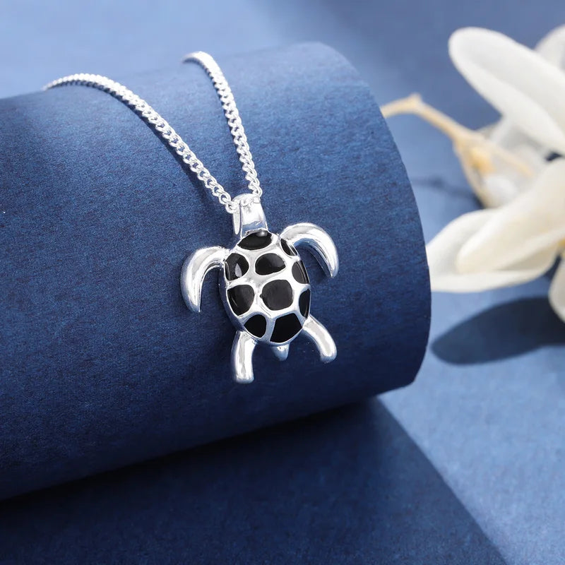 925 Sterling Silver Turtle Necklace Pendant for Women - Clavicle Chain Jewelry