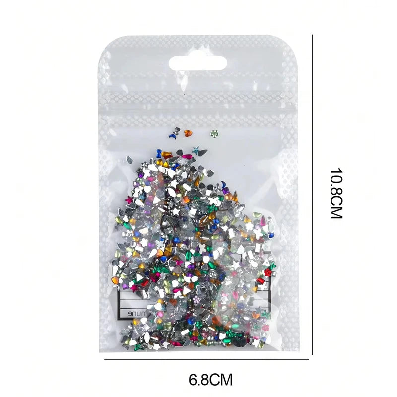 Mini Resin Nail Art Diamonds 1000pcs Irregular Shape Flat Bottomed Gems for Nail Designs