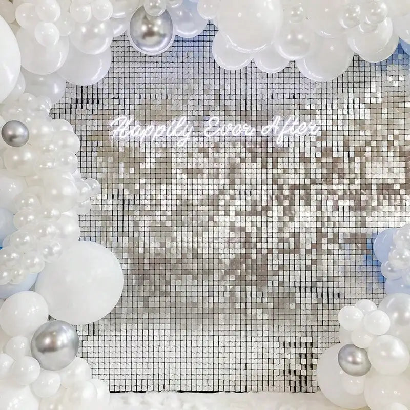 Party Glitter Foil Curtain Backdrop Decorations - Silver & Rose Gold for Events