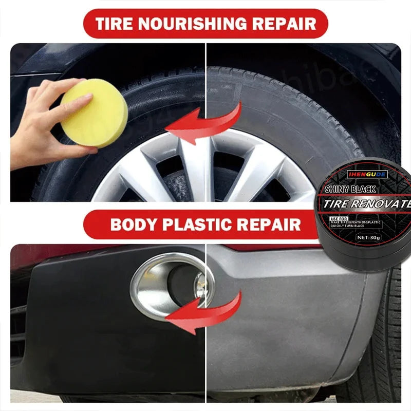 Car Tire Coating Wax 30g Tire Shine Paste for Rubber Parts Anti-Aging