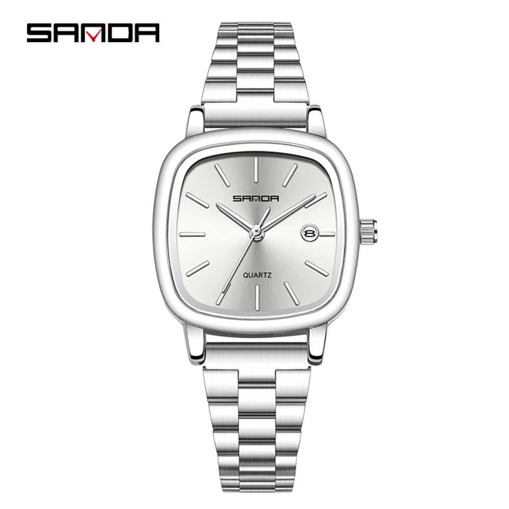 Couple Quartz Watch Set Men & Women's Square Dial Waterproof Calendar Elegant