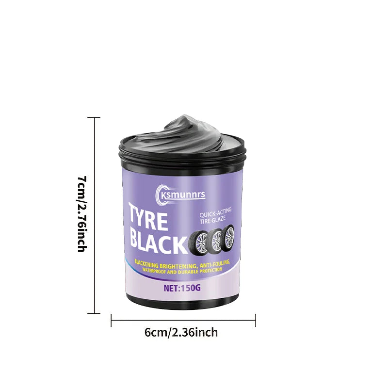 Black Glossy Car Tire Wax - Long-Lasting Tire & Plastic Interior Protectant