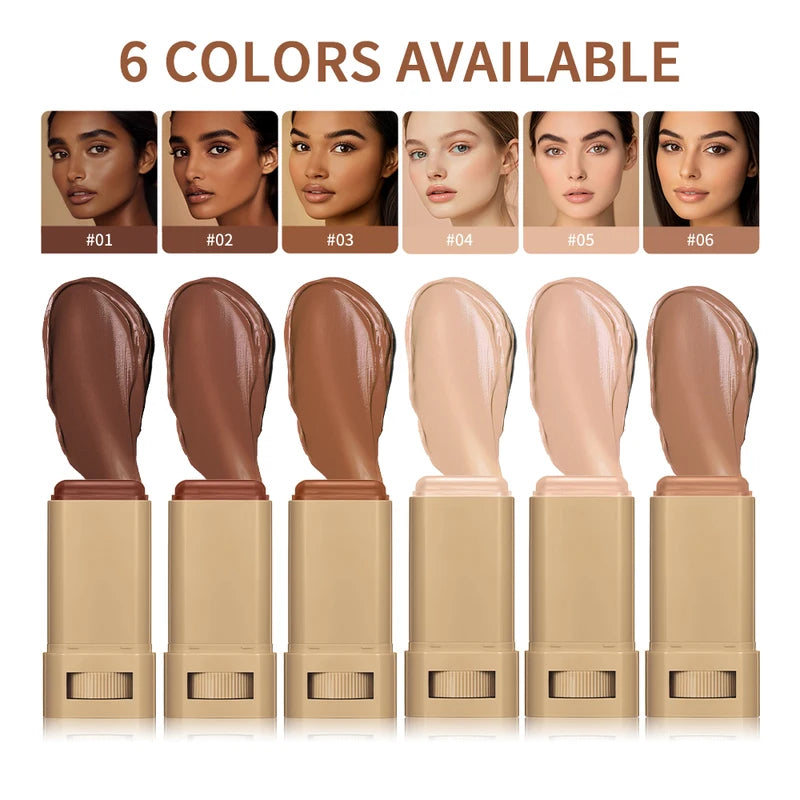 Skin Tint Foundation Stick with Serum Boost, 6 Colors, Hydrating & High Coverage