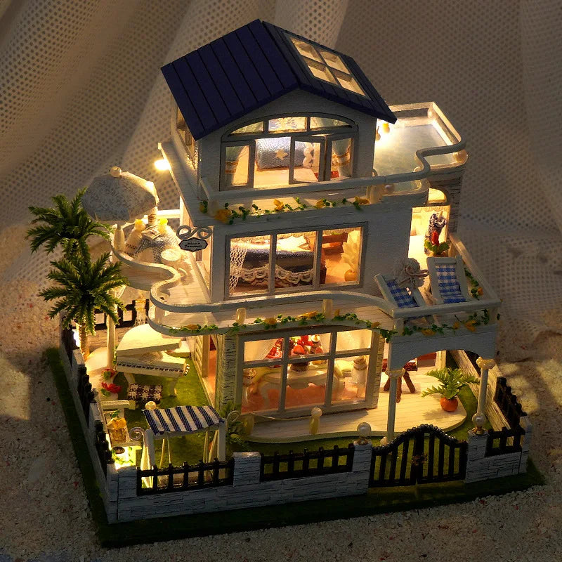 Mini Wooden Dollhouse Furniture Light Kit for DIY Crafting - Multiple Colors