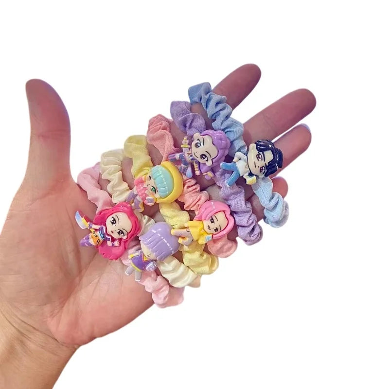 6 Pcs Cartoon Hair Ties Set for Women Girls - Kawaii Anime Ponytail Holders