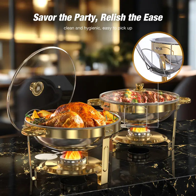 Stainless Steel Chafing Dishes Set 5QT Buffet Food Warmers for Parties & Holidays