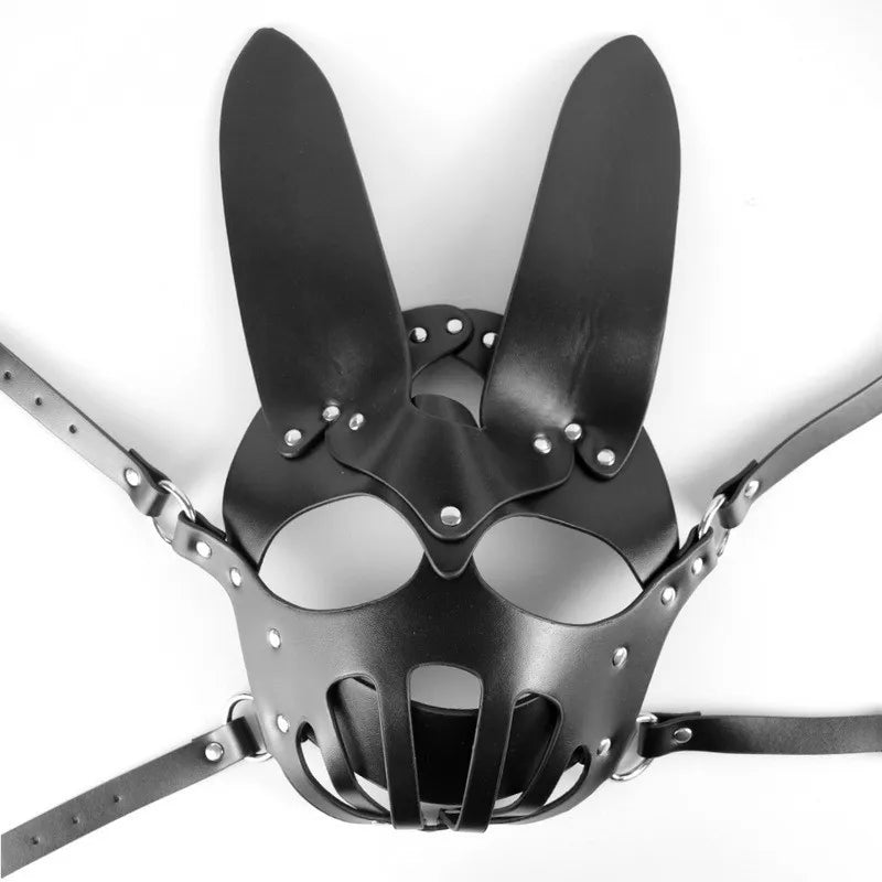 Gothic Punk Faux Leather Face Mask Cosplay Nightclub Halloween Party Accessory