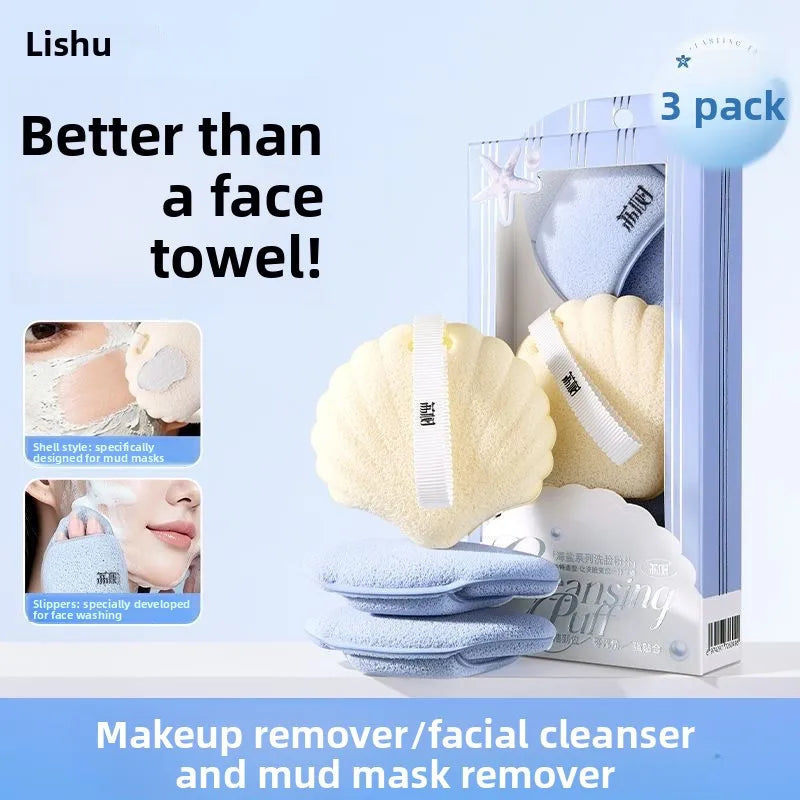 Facial Cleansing Sponge Puff - Reusable Makeup Remover & Face Mask Brush