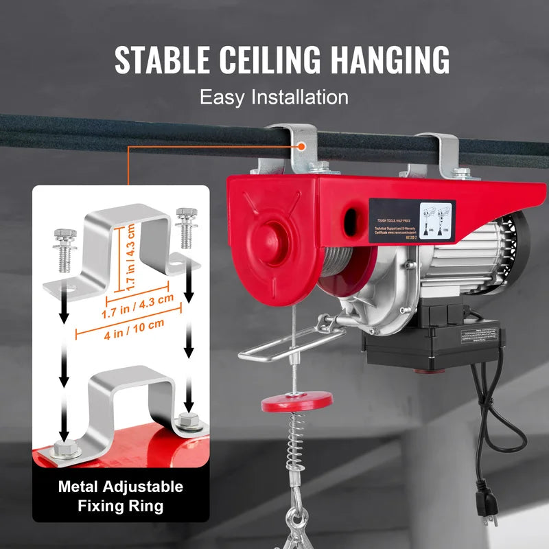 Electric Hoist 400-1000kg Crane Lifter with Remote Control for Garage, Boat, Car