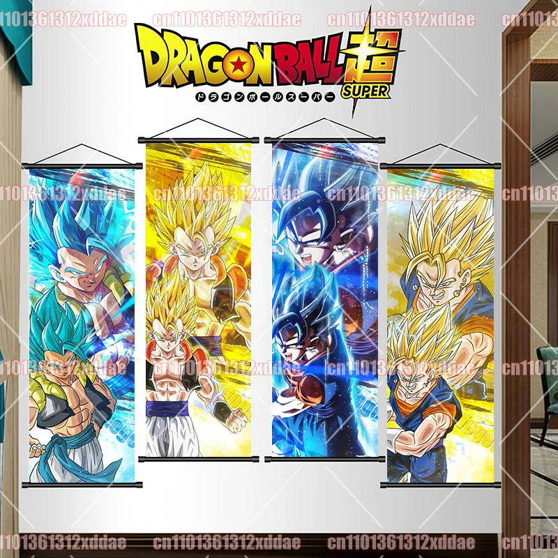 Anime Scroll Wall Art - Dragon Ball Goku Vegeta Poster Mural for Home & Kids Decor