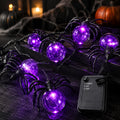 Halloween String Lights Spider Garland Fairy Lights 5.2M Purple Battery Powered for Porch Decor
