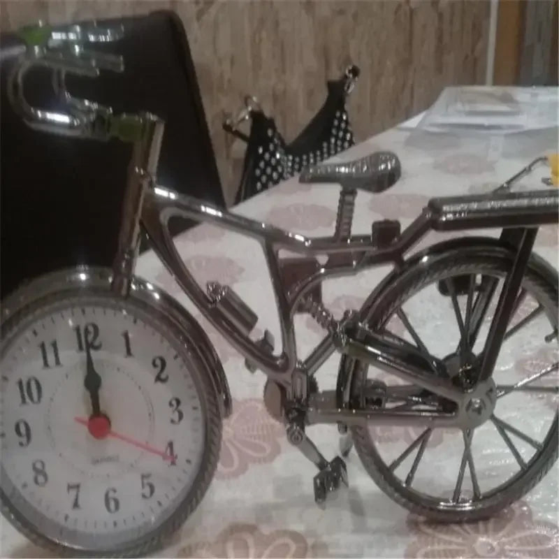 Retro Bicycle Alarm Clock Set Table Clock European American Style Grey