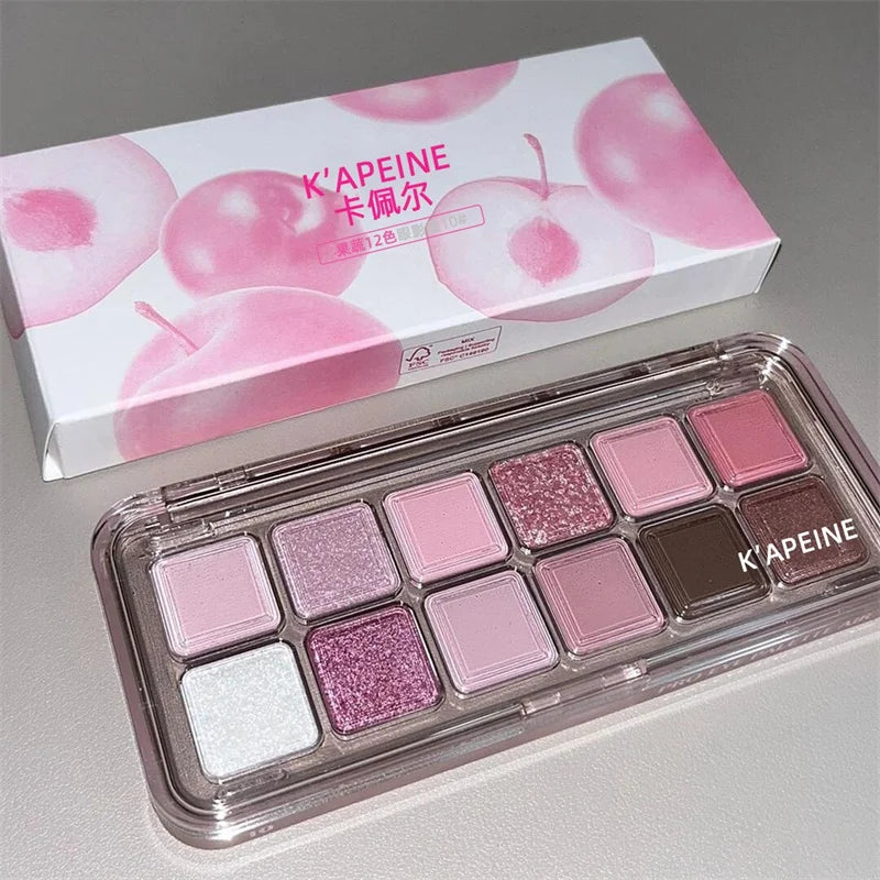 12-Color Glitter & Matte Eyeshadow Palette for All Occasions - Vibrant & Long-Lasting