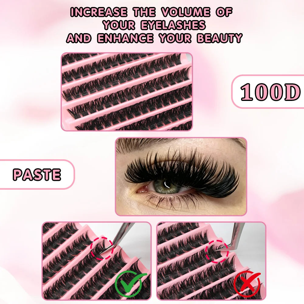 200 Pcs Volume Cluster Eyelashes False Lashes Russian Style Makeup Tool
