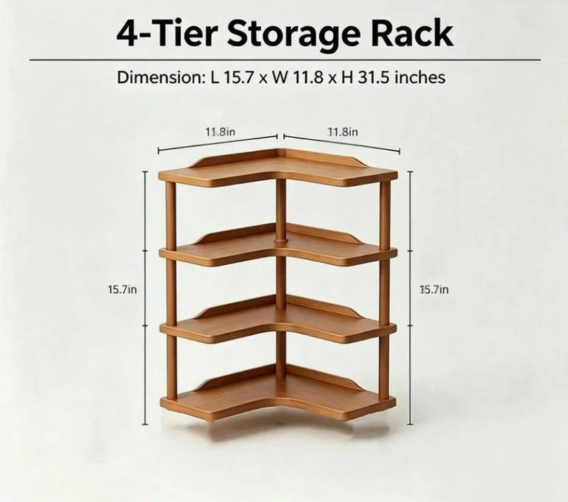 Freestanding Corner Shelf Organizer - Multi-Tier Space Saver Storage Rack