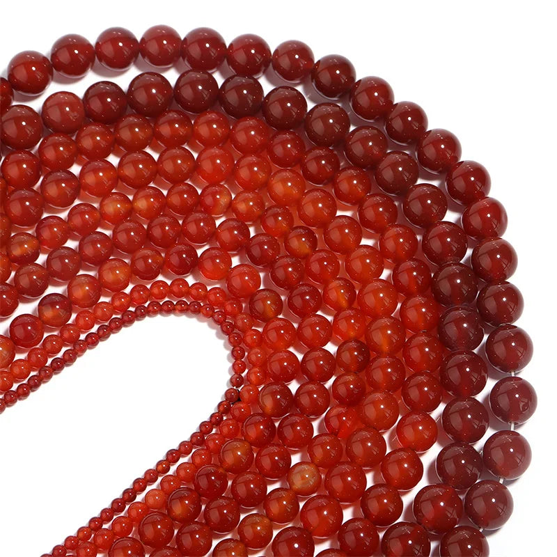 Natural Stone Beads for Jewelry Making - Round Carnelian Agate Loose Beads