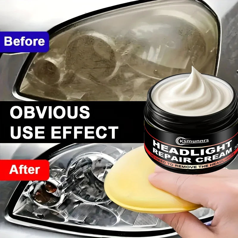 Car Headlight Restoration Wax - Polishing Agent for Yellowing and Cloudiness - 30G