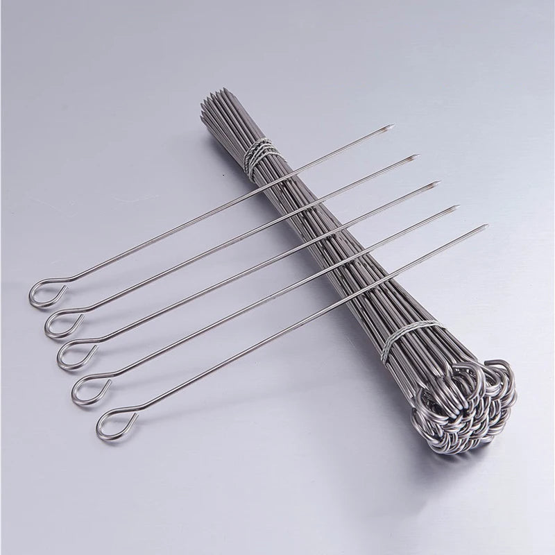 12 Pcs Stainless Steel BBQ Skewers 20cm Kebab Roasting Sticks for Grilling