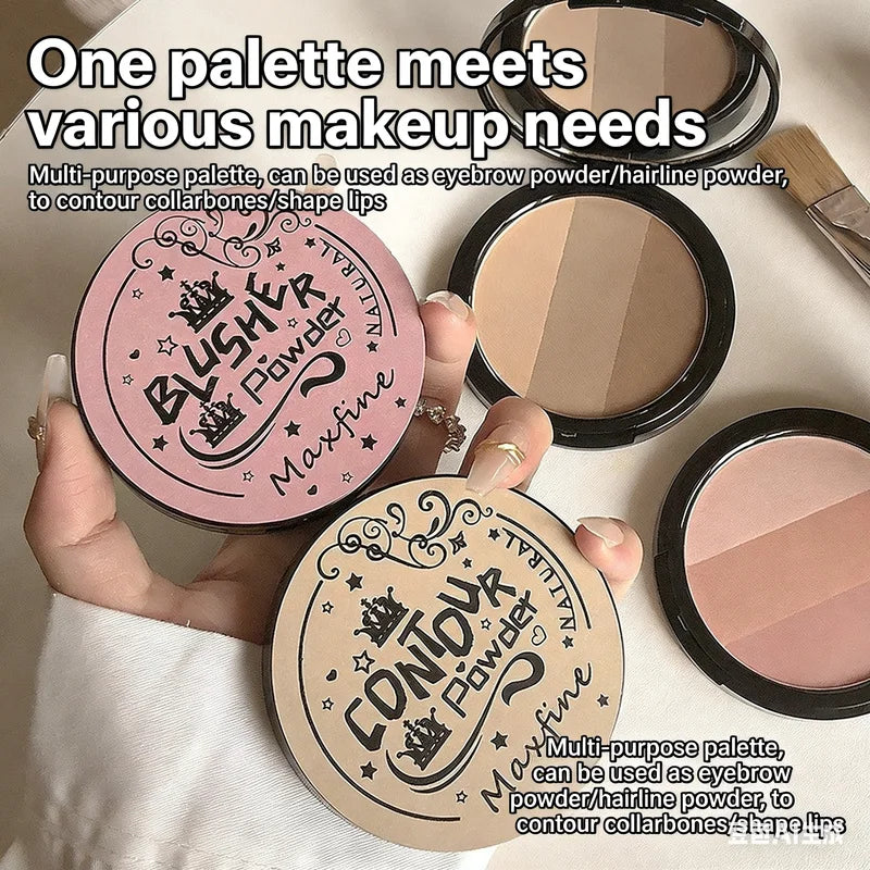 Contouring Blush Palette with Highlighter - 3 Color Face Makeup Kit