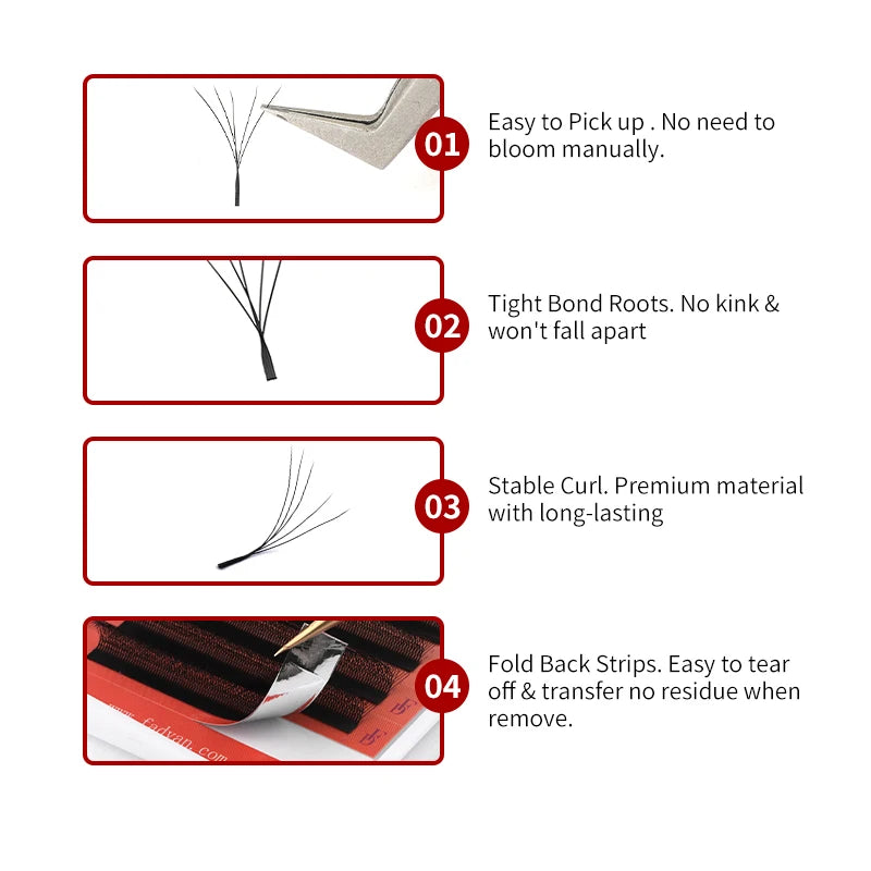 Eyelash Extension W-Shape Fans 0.07mm for Professional Natural Look - 10 Pcs