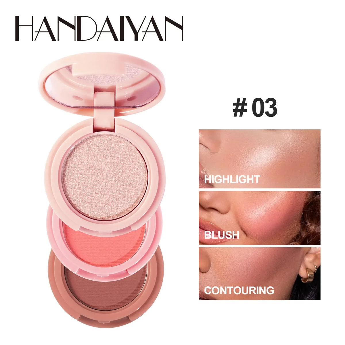 3-in-1 Face Makeup Palette with Highlighter Contouring Blush Eyeshadow