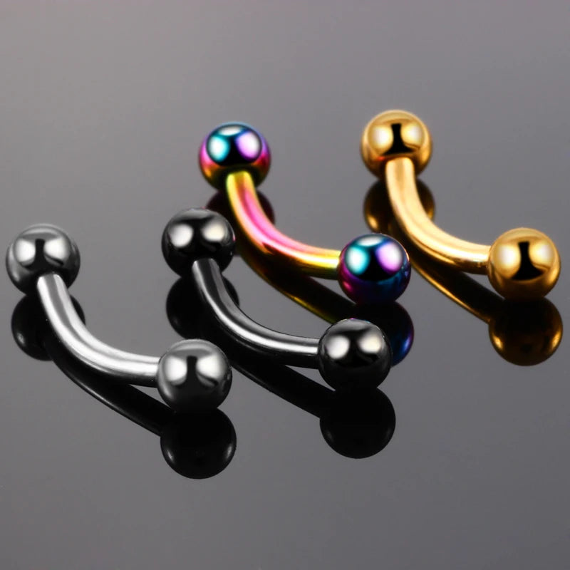 10Pcs Titanium Curved Eyebrow & Lip Piercing Rings - Body Jewelry Set
