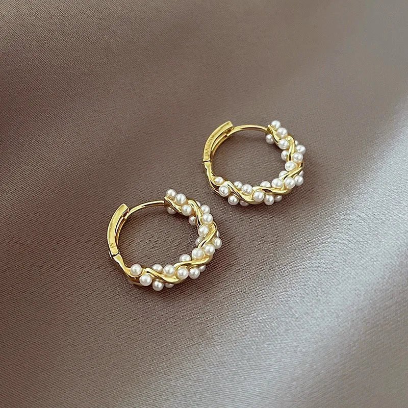 Korean Style Circle Pearl Earrings - Small Versatile Women's Jewelry