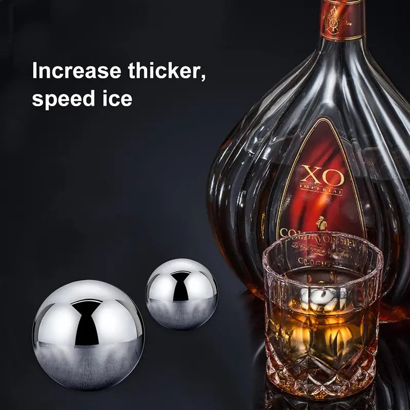 Reusable Stainless Steel Whiskey Stones Ball Set - Gift Boxed, 1 or 2 Pieces