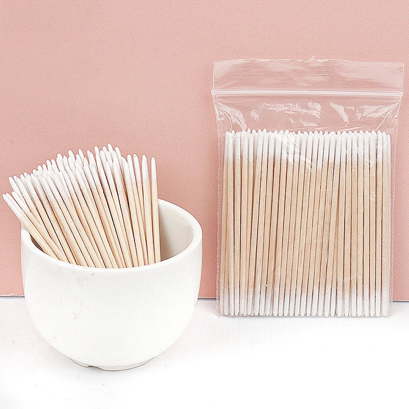 Disposable Ultra-small Cotton Swab Makeup Brushes for Eyelash Extension Removal - 100/300 Pcs