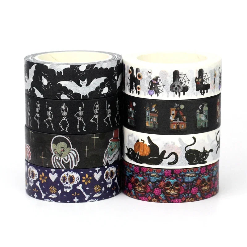 Decor Washi Tape Set 10M for Scrapbooking & Stationery - Halloween Skull Cat