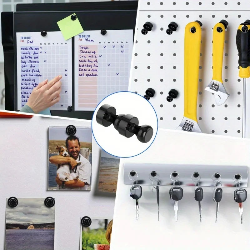 Magnetic Push Pins for Refrigerator & Whiteboard - Strong Neodymium Office & Kitchen Magnets