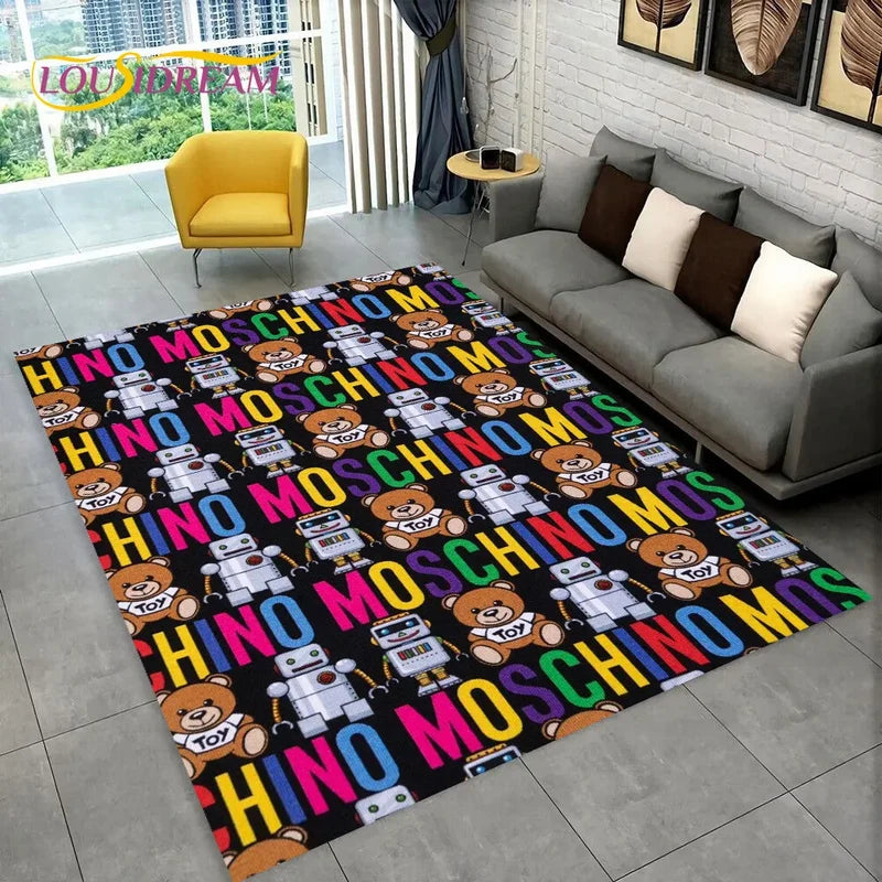 3D Cartoon Toy Bear Area Rug for Living Room and Bedroom - Non-Slip Carpet