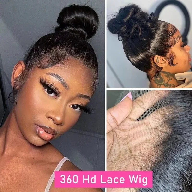 Full Lace Human Hair Wig 360 HD Natural Color Glueless Straight Style - Ready to Wear