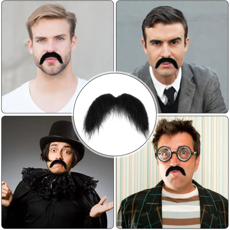 3pcs Fake Mustaches Set - Realistic Stick-On Facial Hair for Cosplay & Costumes