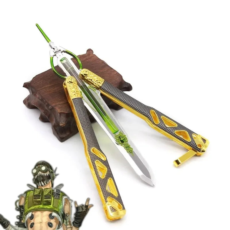 Zinc Alloy Butterfly Knife Model for Desk Decoration and Training 21cm Nightlight Edition