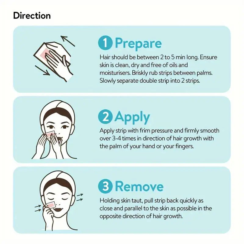 Facial and Body Hair Removal Wax Strips - 20/40Pcs for Face, Chin, Upper Lip, Eyebrows, Beard