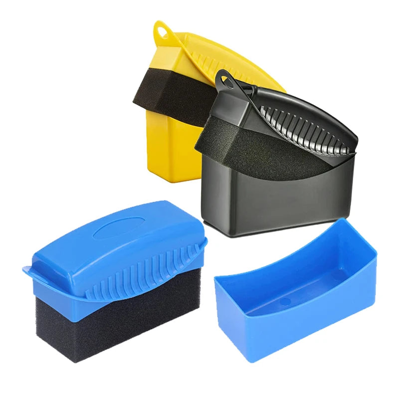 Car Wheel Polishing Sponge Brush Set with Cover - Tire & Rim Cleaning Tool