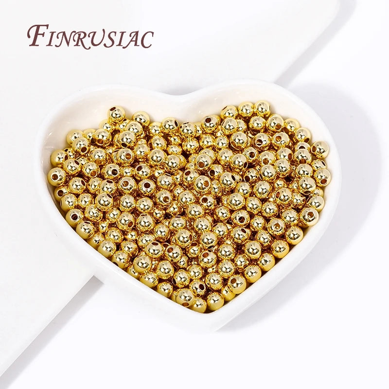 Gold Plated Bead Spacers - 2/2.5/3/4/5/6/8MM Metal Seamless Jewelry Findings