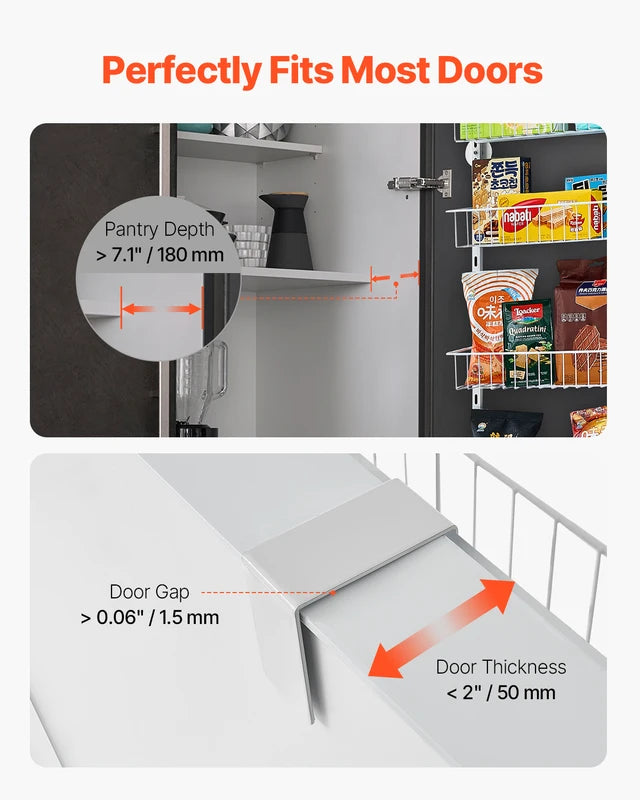Heavy-Duty Over the Door Pantry Organizer with Adjustable Steel Shelves - Multi-Color