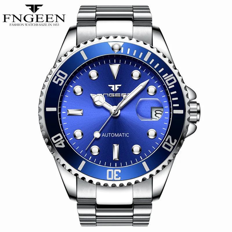 Luxury Automatic Skeleton Men Watch with Luminous Hands and Diamond Accents
