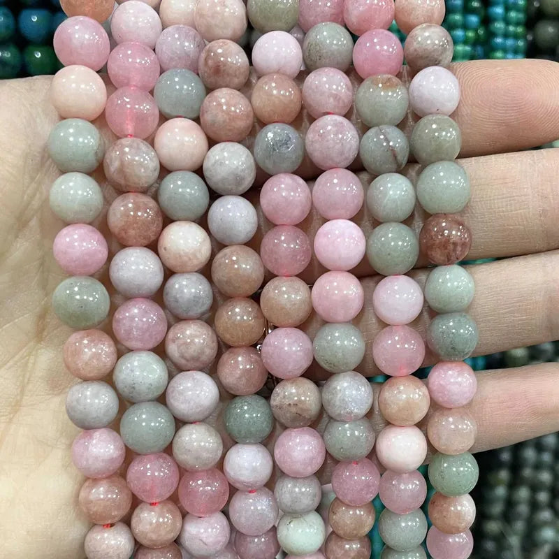 Multicolor Natural Stone Jade Chalcedony Beads for Jewelry Making - 6mm 8mm 10mm