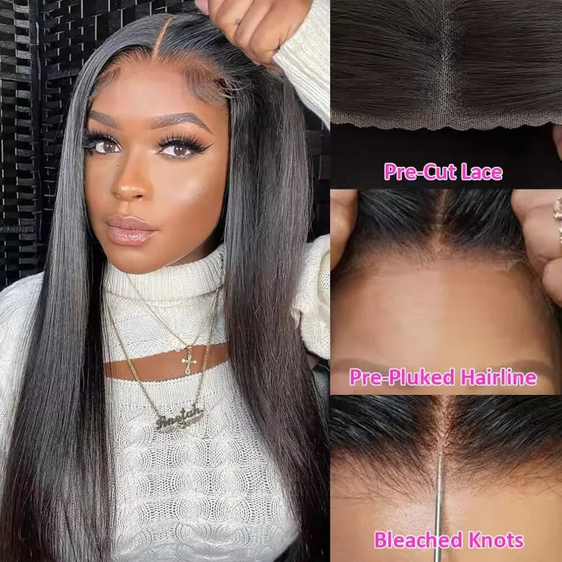 Pre Plucked Human Hair Wigs 4x4 & 5x5 Closure, Brazilian Natural Black, 20-38 Inch