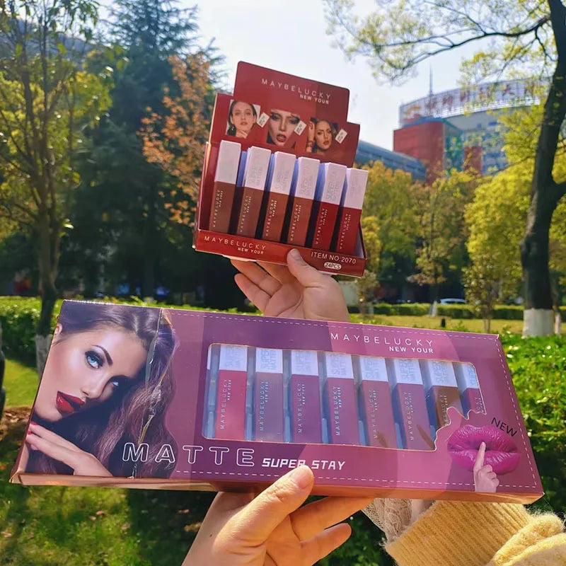 Matte Lipstick Set 12/24 Colors Long Lasting Waterproof Non-Stick Lip Makeup